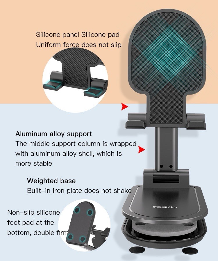 Foldable Adjustable Desktop Holder for Phone Tablet, Black White