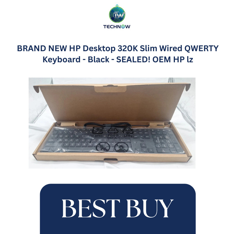 BRAND NEW HP Desktop 320K Slim Wired QWERTY Keyboard - Black - SEALED OEM HP lz