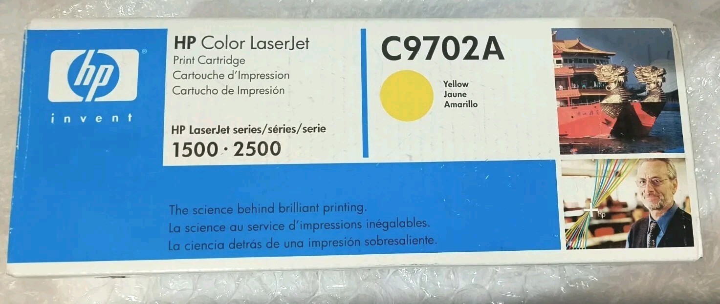 HP C9702A Yellow Toner Cartridge for Color LaserJet 1500 2500 NEW AND SEALED-OEM