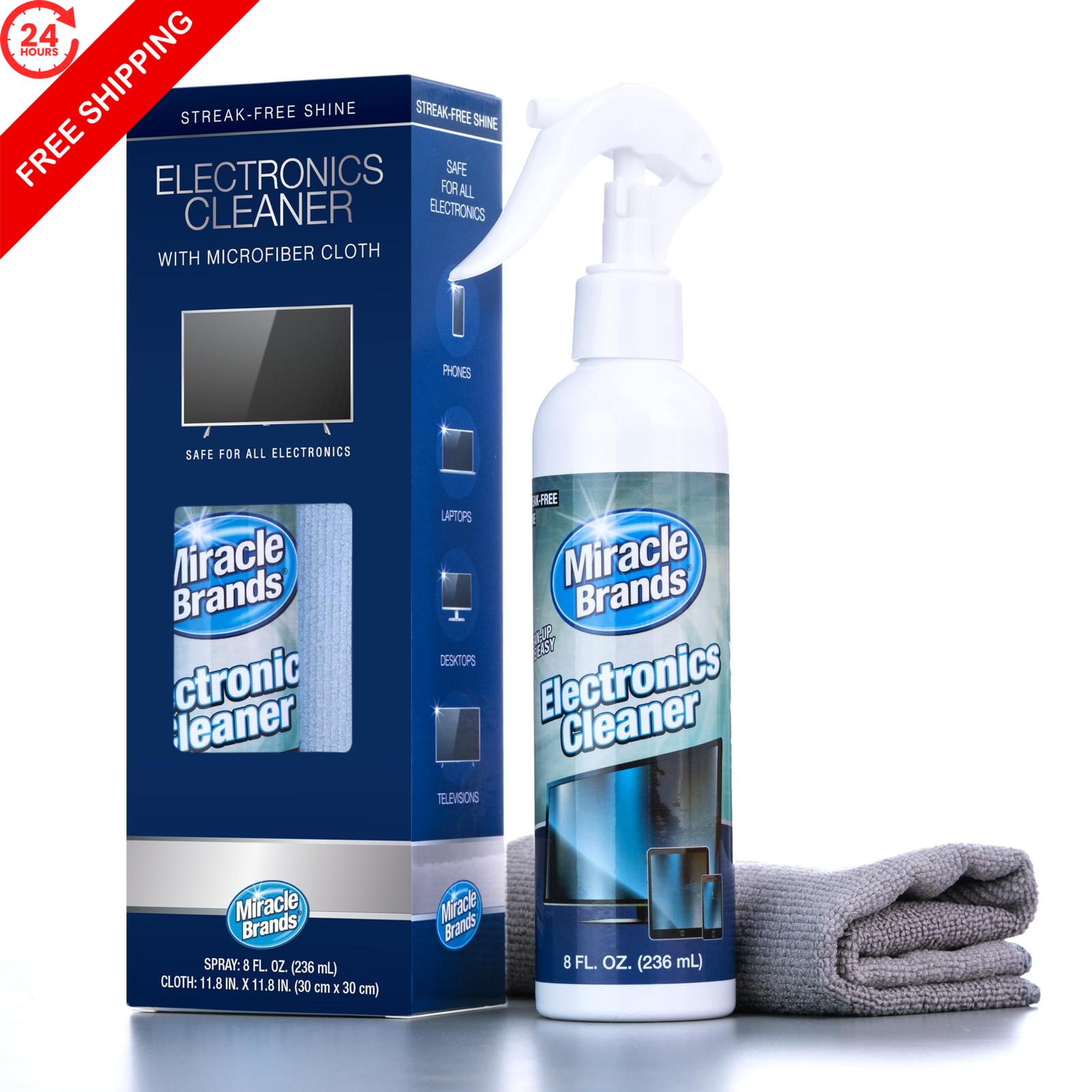 MiracleSpray for Electronics Cleaning, Safe Multisurface 8 Fl Oz, Blue, White