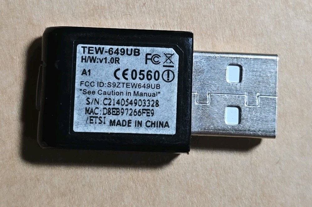 TrendNet Mini Wireless Networking N Speed USB Adapter TEW-649UB WiFi  