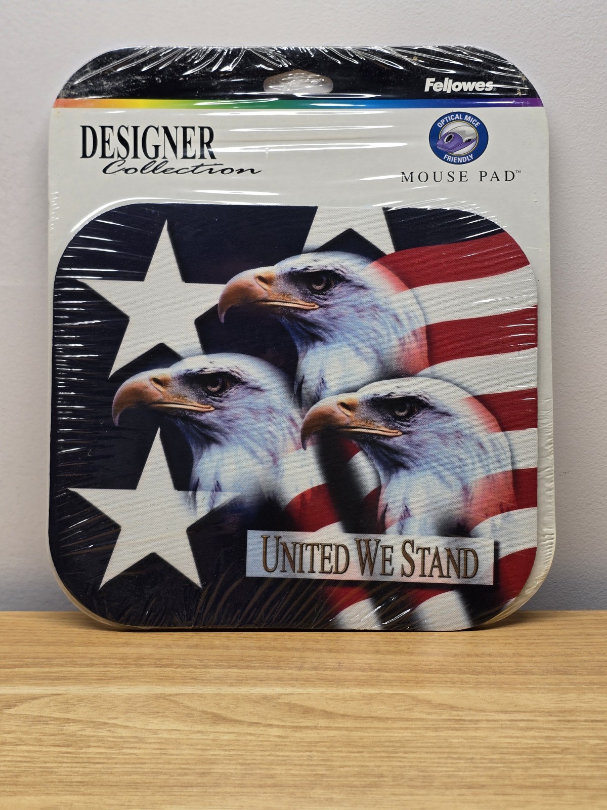 Fellowes Designer Collection Mouse Pad Vintage United We Stand USA Flag 9" X 8"
