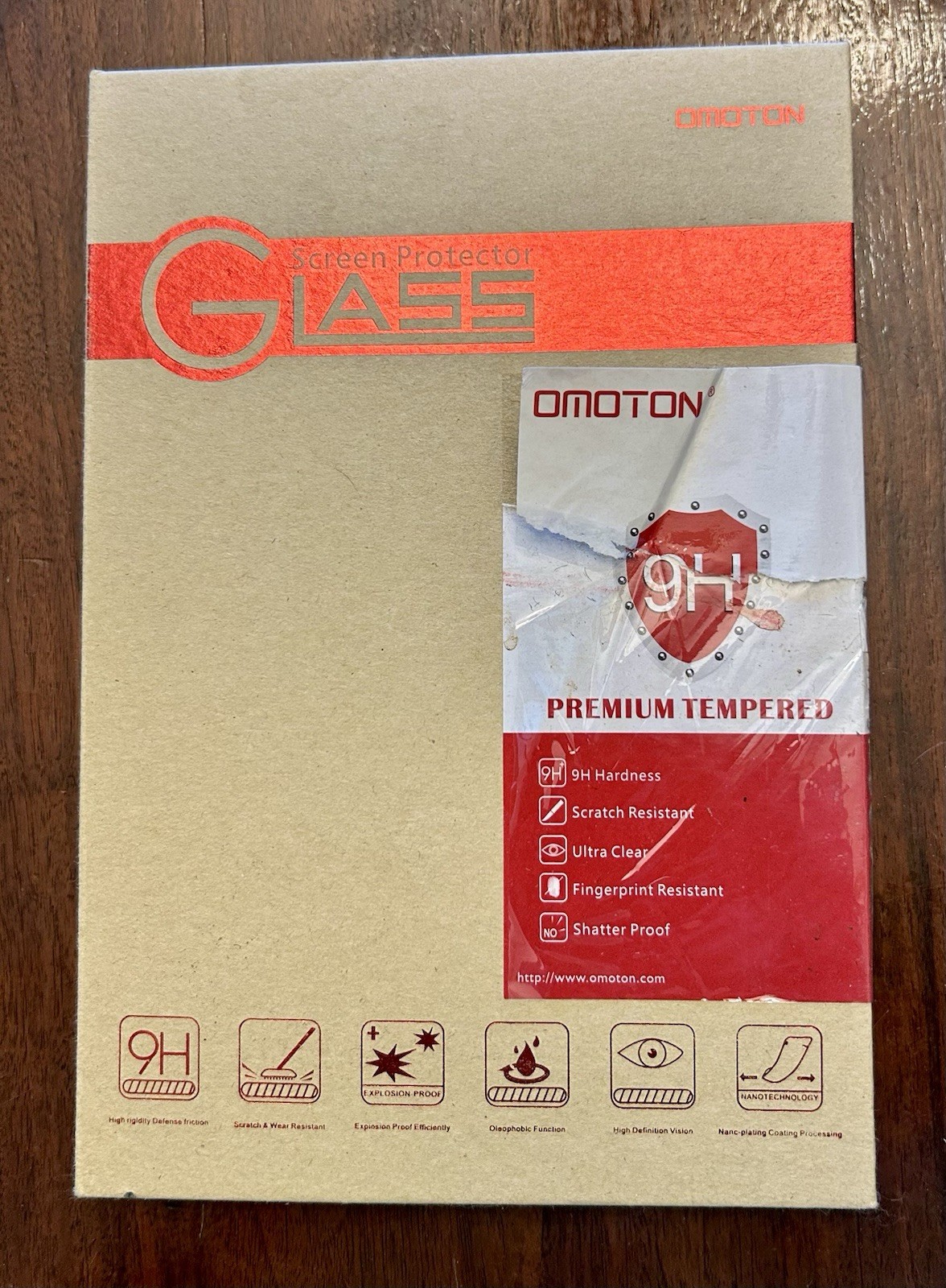 OMOTON 9H Tempered Glass Screen Protector Kit Clear Anti-Scratch.  8.5x4.75