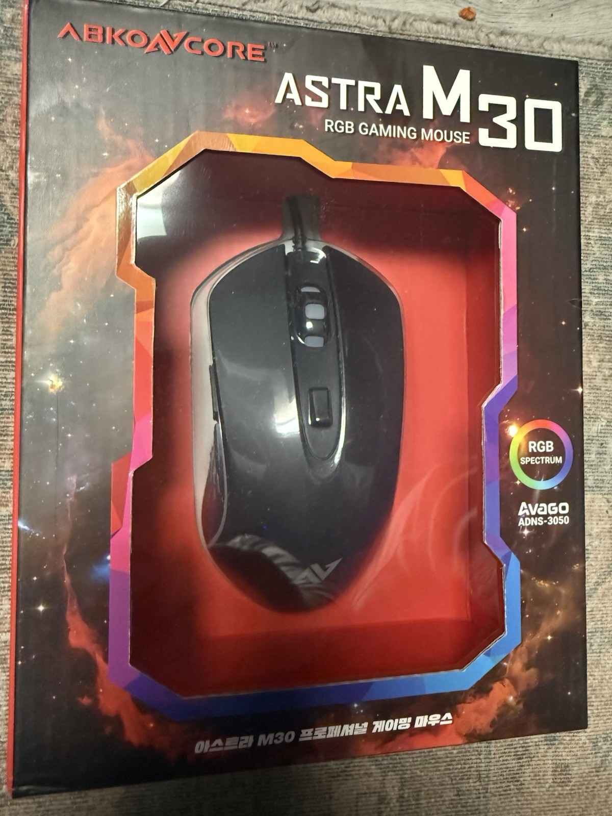 ABKONCORE Astra M30 RGB Wired Gaming Mouse AVAGO ADNS-3050 New Sealed