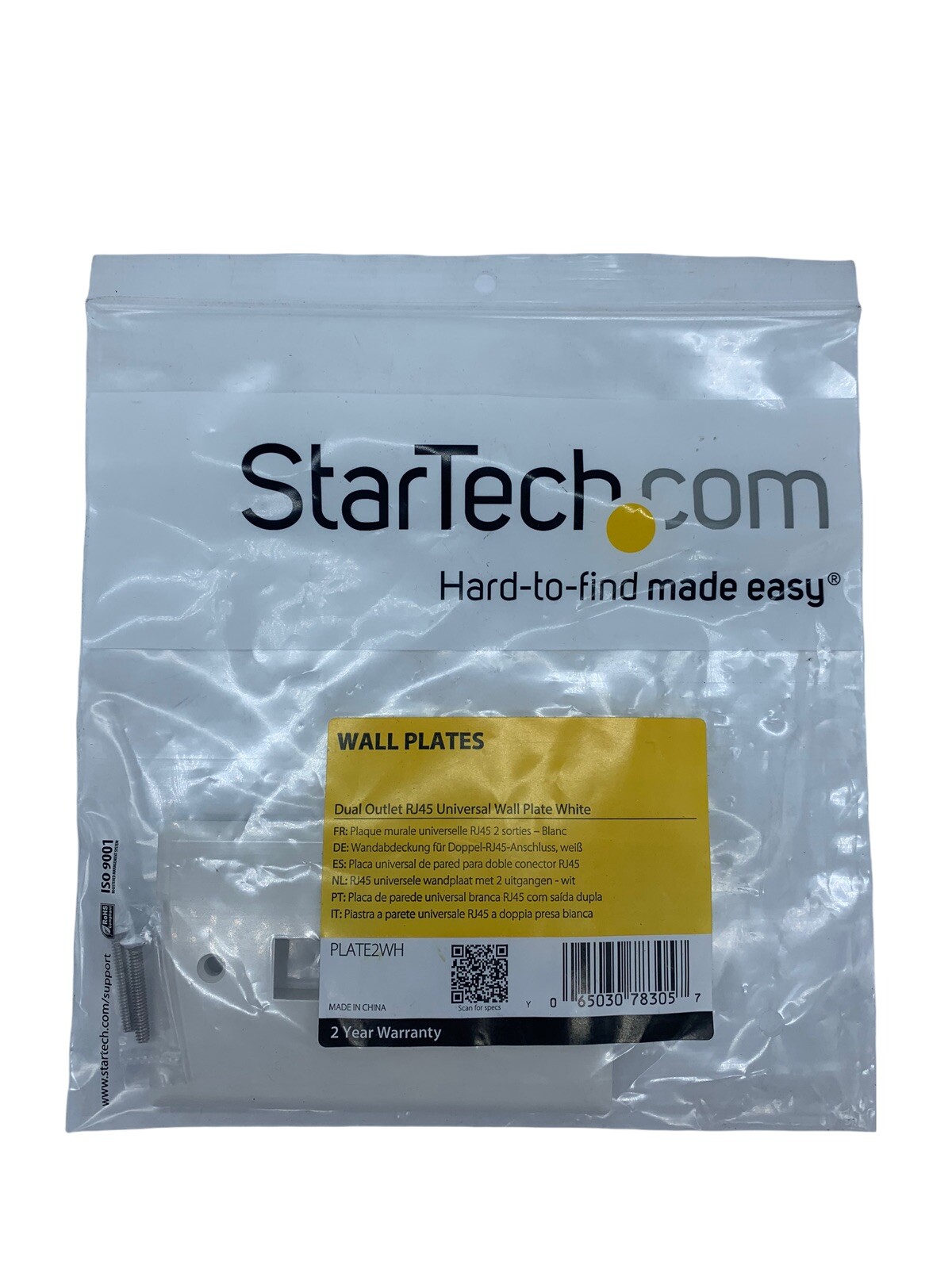 StarTech.com Dual Outlet RJ45 Universal Wall Plate White 
