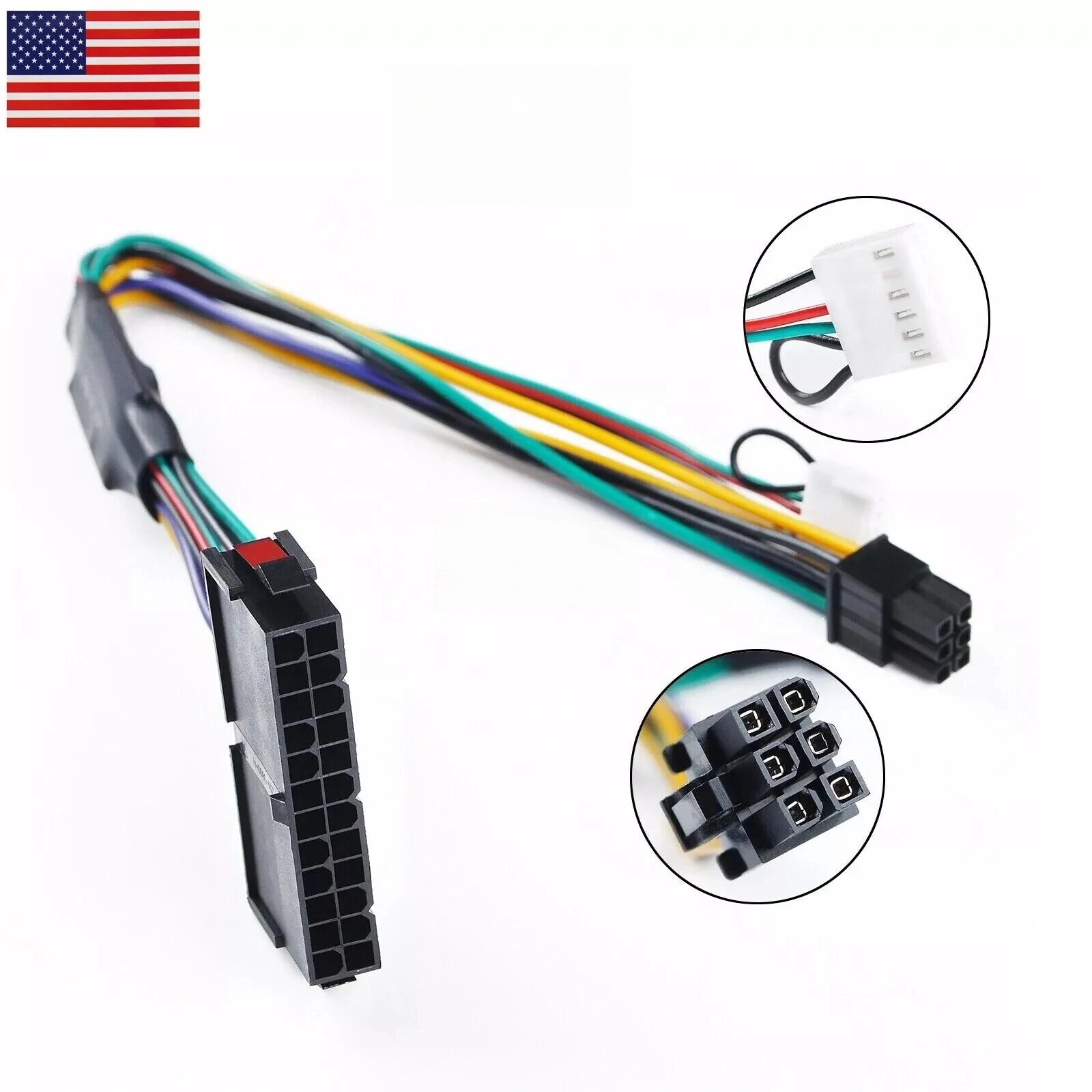 8" ATX Main 24-Pin to 6-Pin PSU Power Adapter Cable 18AWG HP EliteDesk 800 600G2
