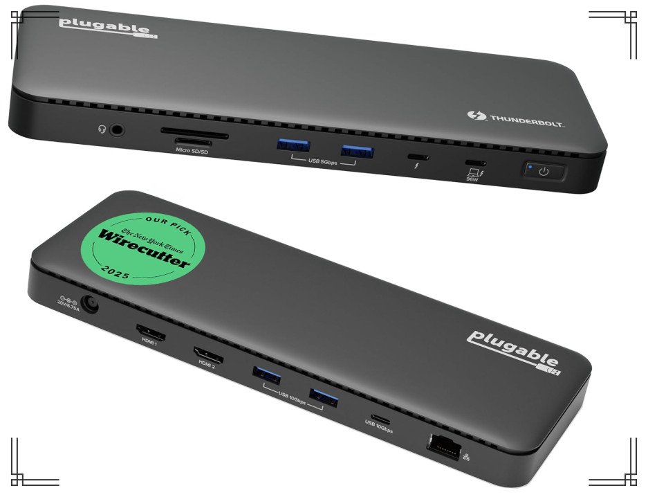Plugable Thunderbolt 4 Docking Station TBT4-UD5 | Dual 4K Displays | Single 8K S