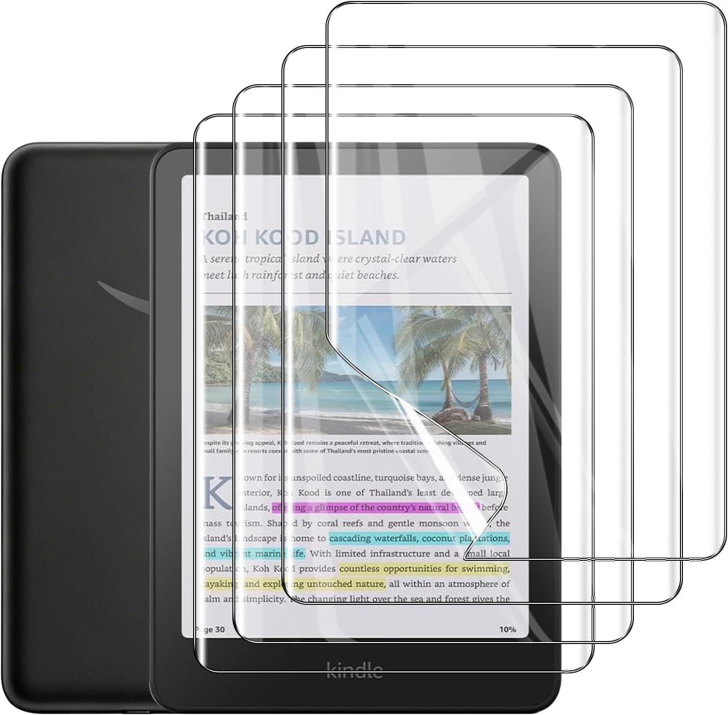 4 Pack Anti-Glare Screen Protector for 7" Kindle Paperwhite & Colorsoft