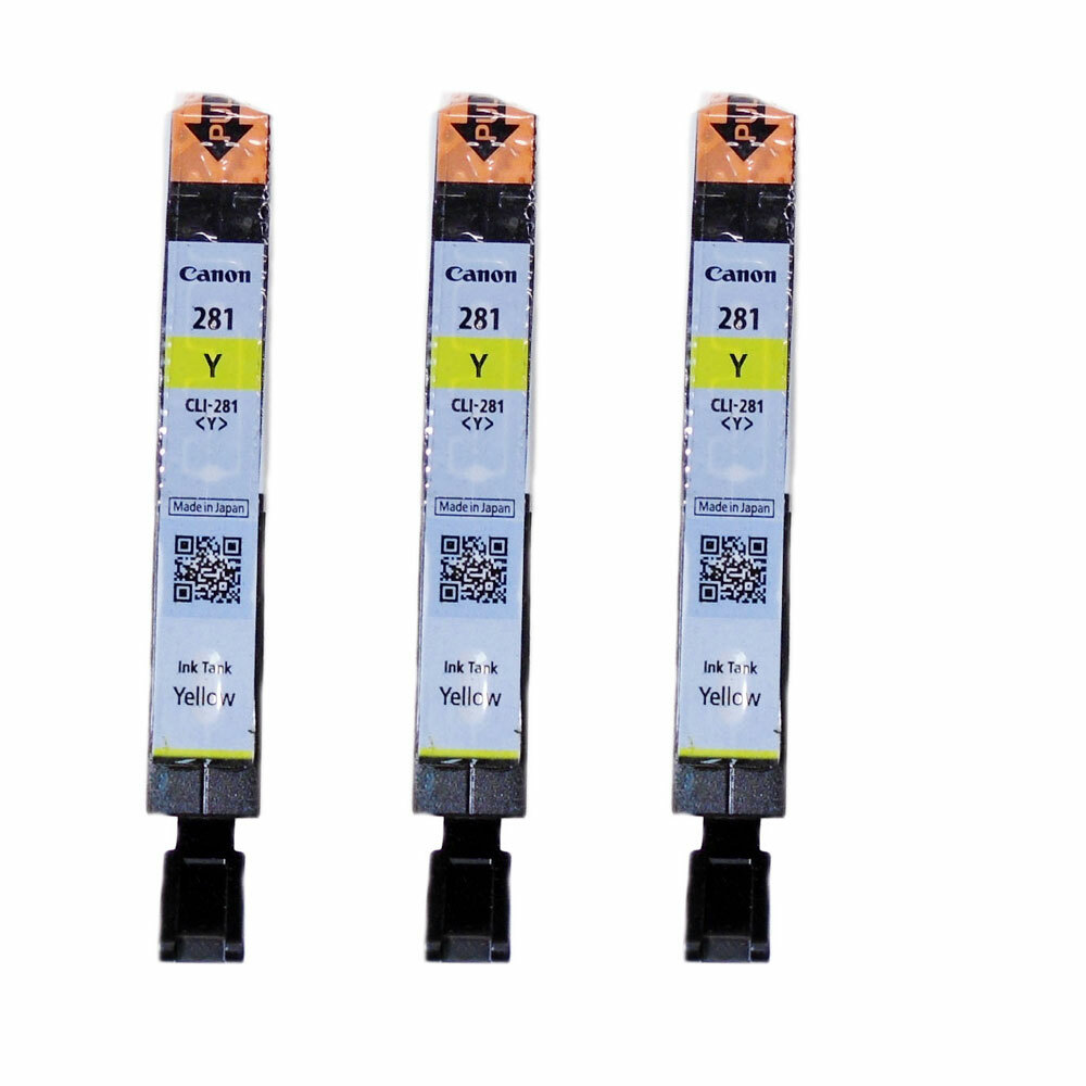 Genuine Canon 3PK CLI-281 Yellow Ink TR8520 TS9120 TS6120 TS8120 TR7520 