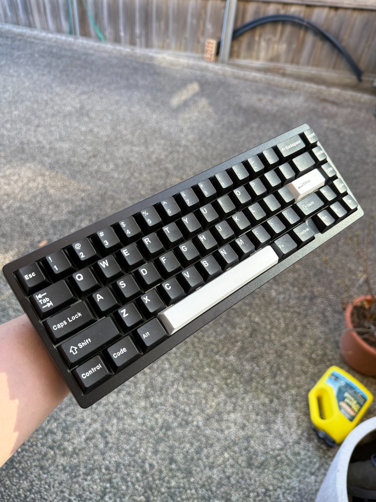 Custom Lucky65 Mechanical Keyboard Black HMX EVA Switches White on Black Keycaps