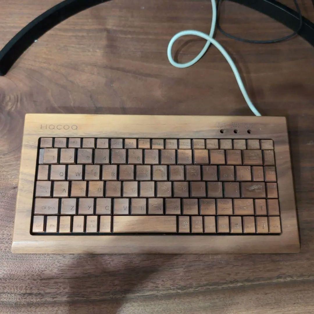 Hacoa Natural Wood Wired Computer Keyboard Maple Walnut USB 89 Laser-engraved