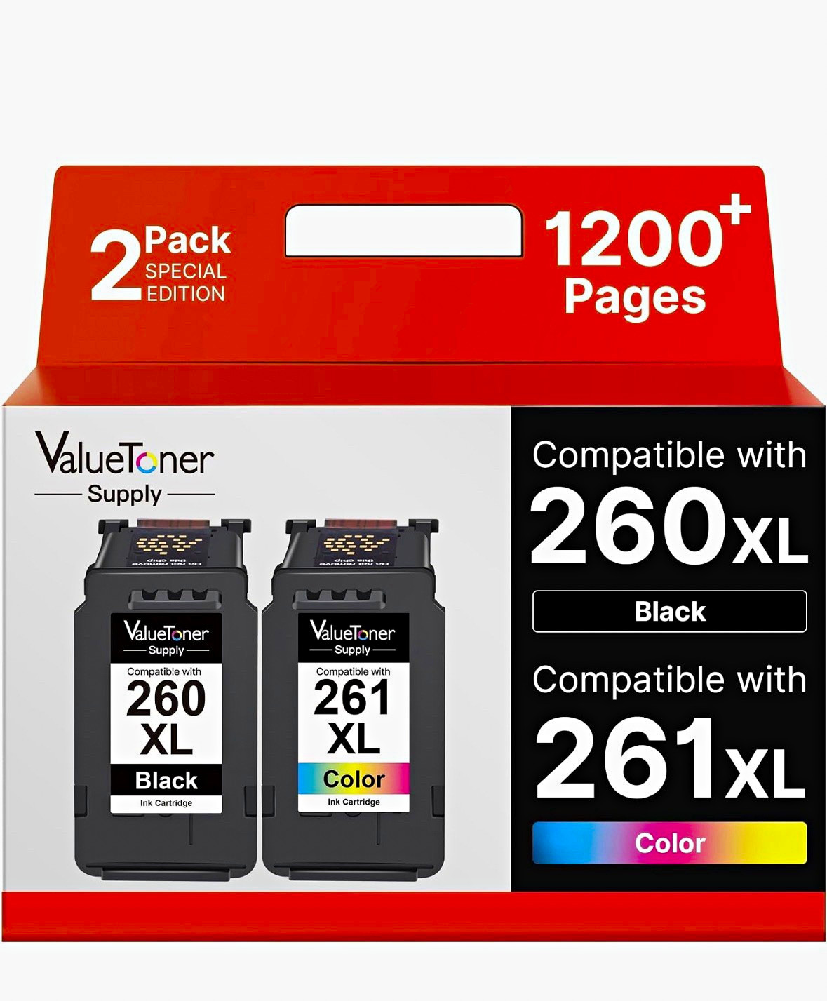 ValueToner Compatible for Canon 260XL 261XL Ink Cartridges Black/Tri-Color 2pk