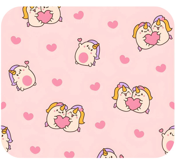 PINK HEART UNICORN BUNNY FLOWER VALENTINE FLORAL THEMED MOUSE PAD MOUSEPAD 9 X 7