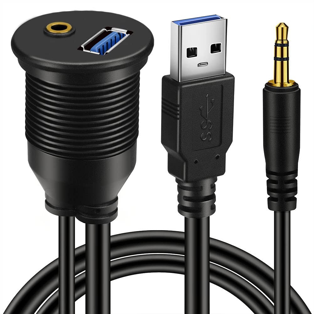 Batige Usb 3.0 & 3.5Mm Car Mount Flush Cable, 3Ft