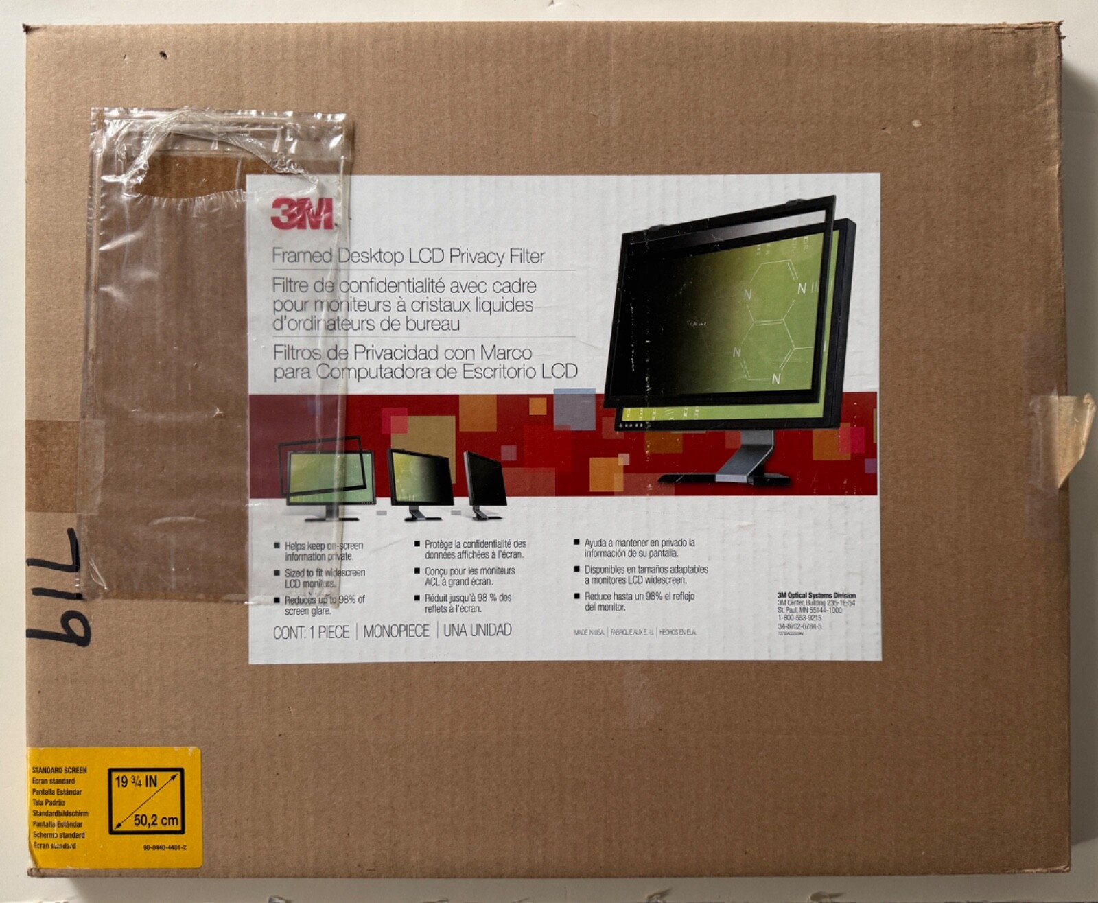 3M LCD Privacy Filter - Fits Standard Screen LCD Monitors 18.1"-19" (square/4:3)