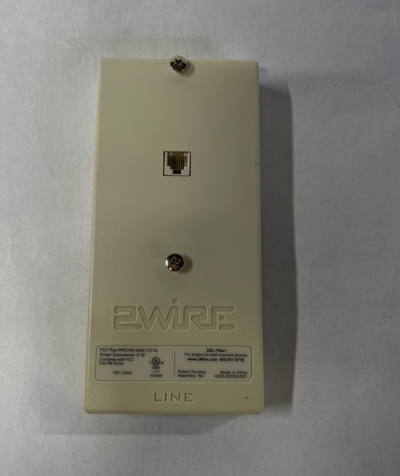 2WIRE DSL FILTER SINGLE - LINE WALL MOUNT
