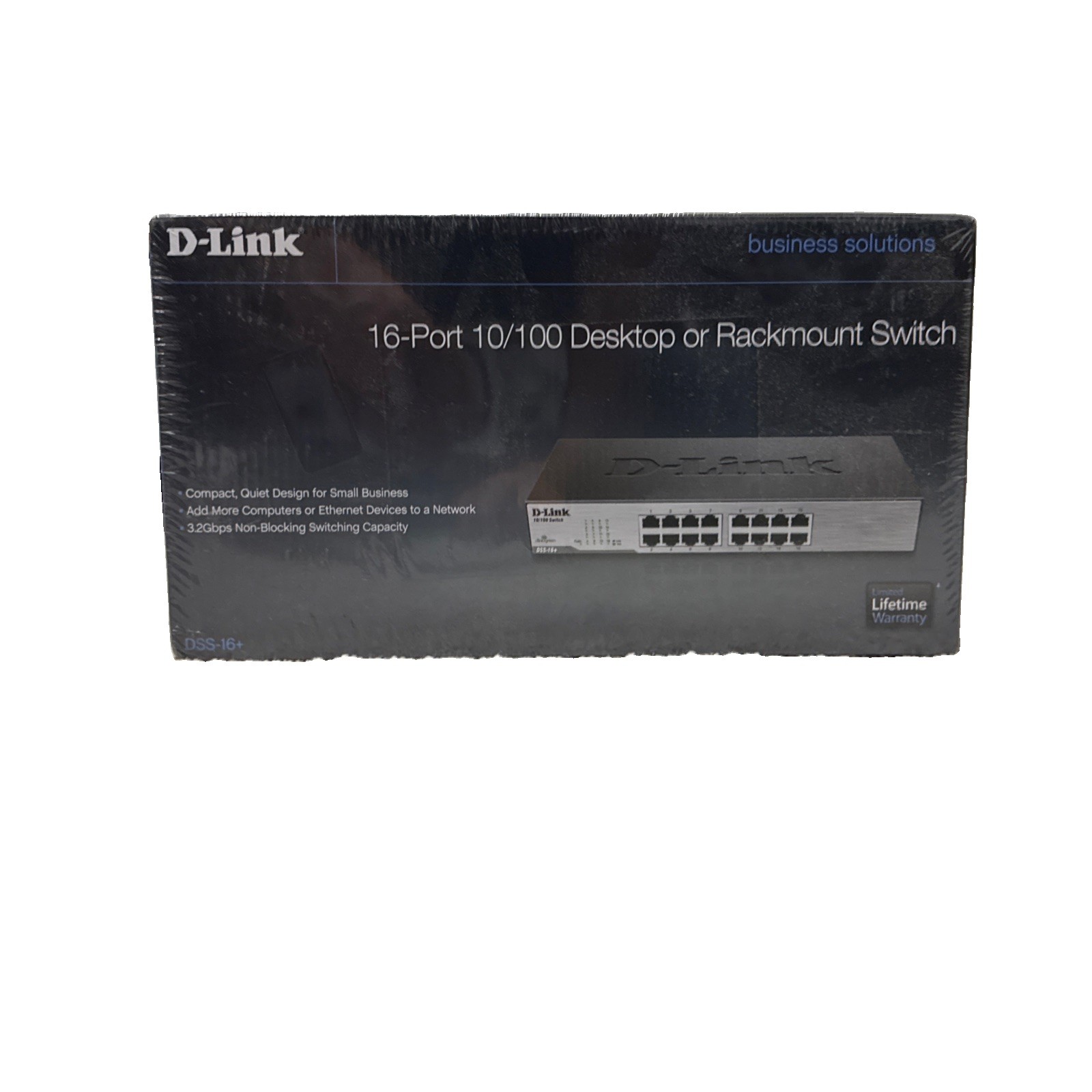 New D-Link DSS-DSS16+16-Ports 10/100 Desktop Rack-Mountable Switch Sealed