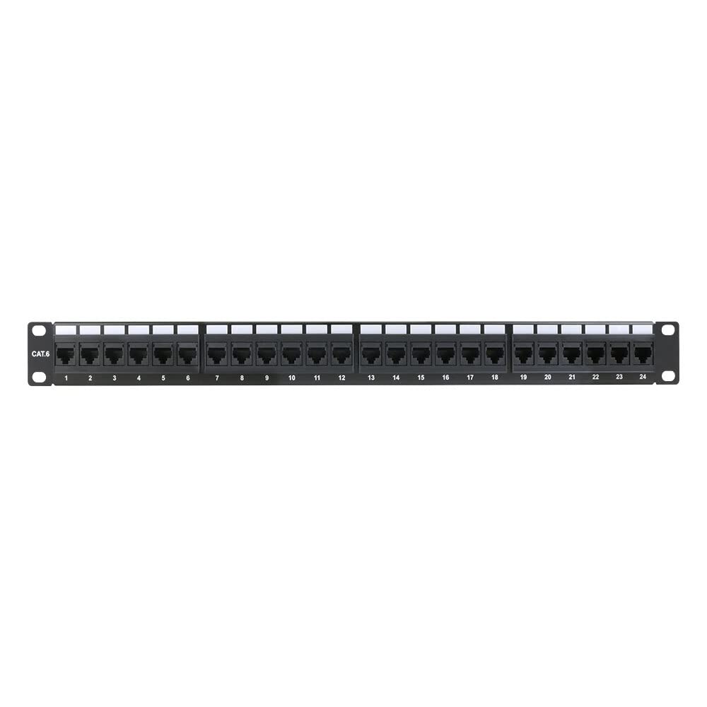 Construct Pro 24-Port Cat6 Rack Mount Patch Panel (19”/1U, RoHS Approved)