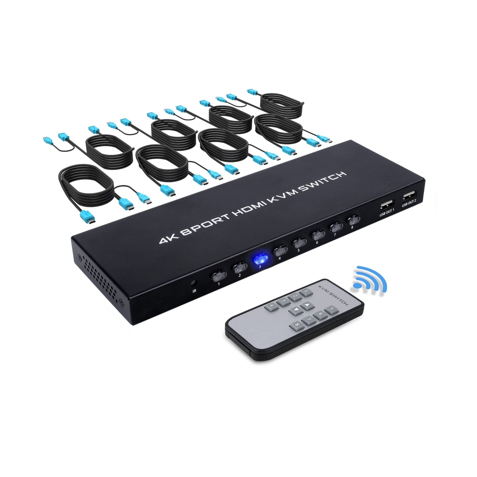8 Port KVM Switch, 8 in 1 Out HDMI KVM Switch, for 8 PC Sharing 1 HD Monitor ...