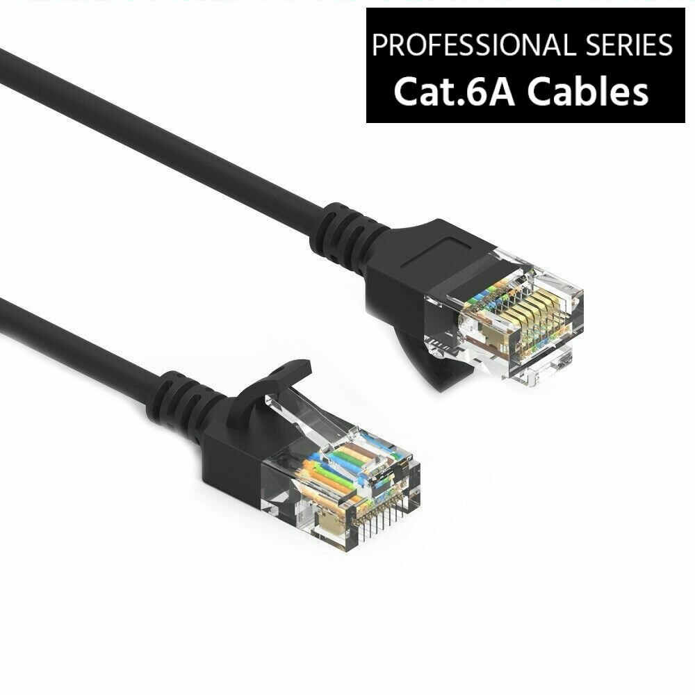 1 Ft - 50 Ft CAT6a Slim RJ45 Network LAN Ethernet Copper Wire Color Patch Cable