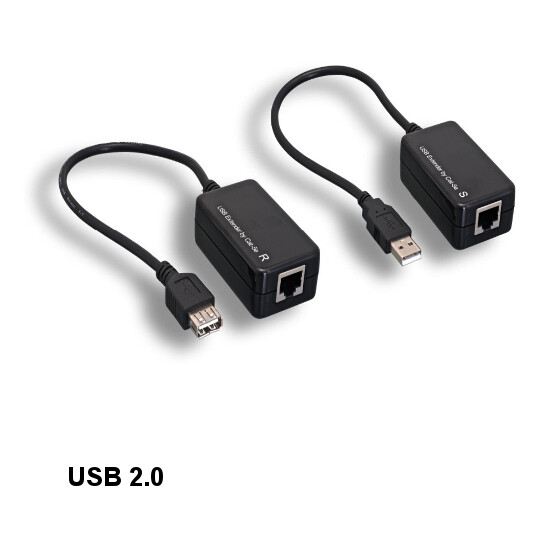 [10X] Black USB Extension Over Ethernet RJ45 Adapter 12Mbps Extend to 200Feet