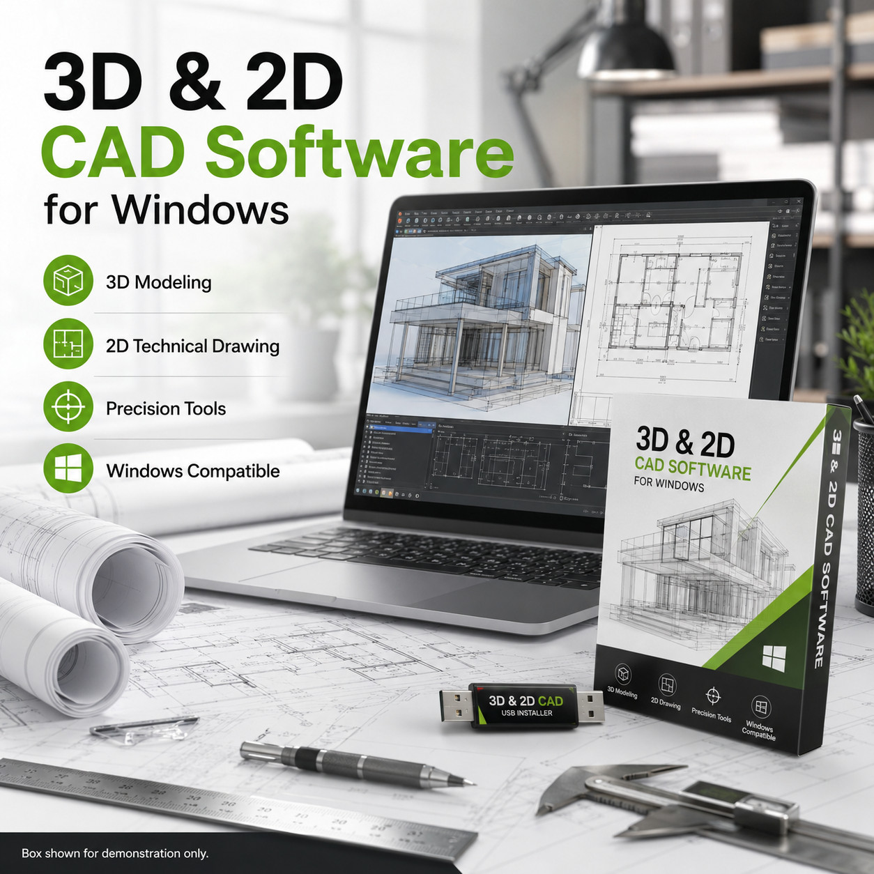 2D Drafting 3D CAD Software Setup Media for Windows PC