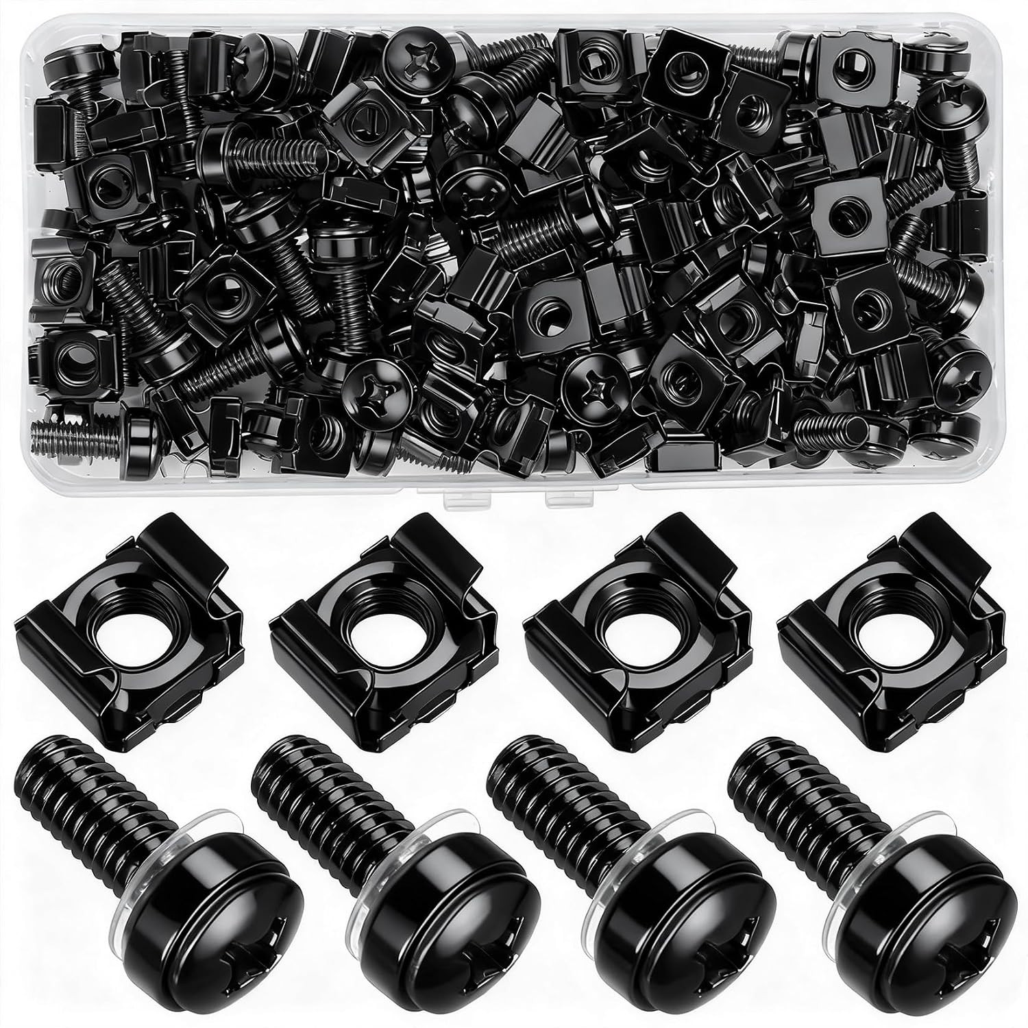 110 Pcs/55 Set Rack Mount Screws & Cage Nuts For Rack Mount Server Cabinet Black