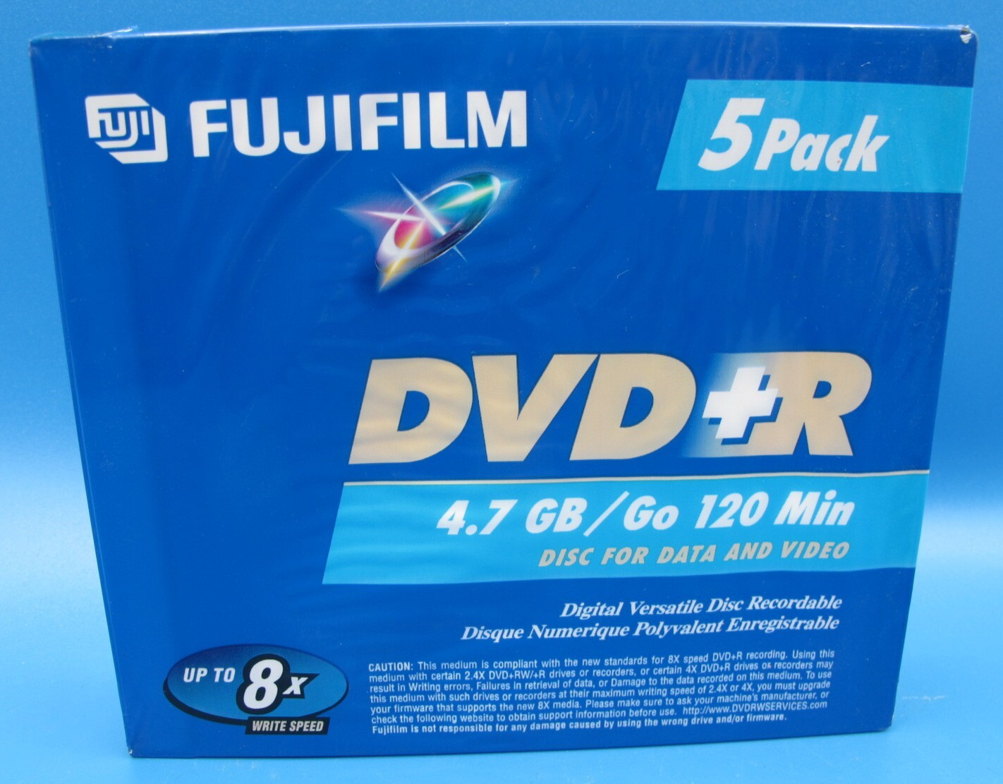 FUJIFILM 5-Pack DVD+R 8x 120 Min 4.7GB Compact Disc DIGITAL NEW