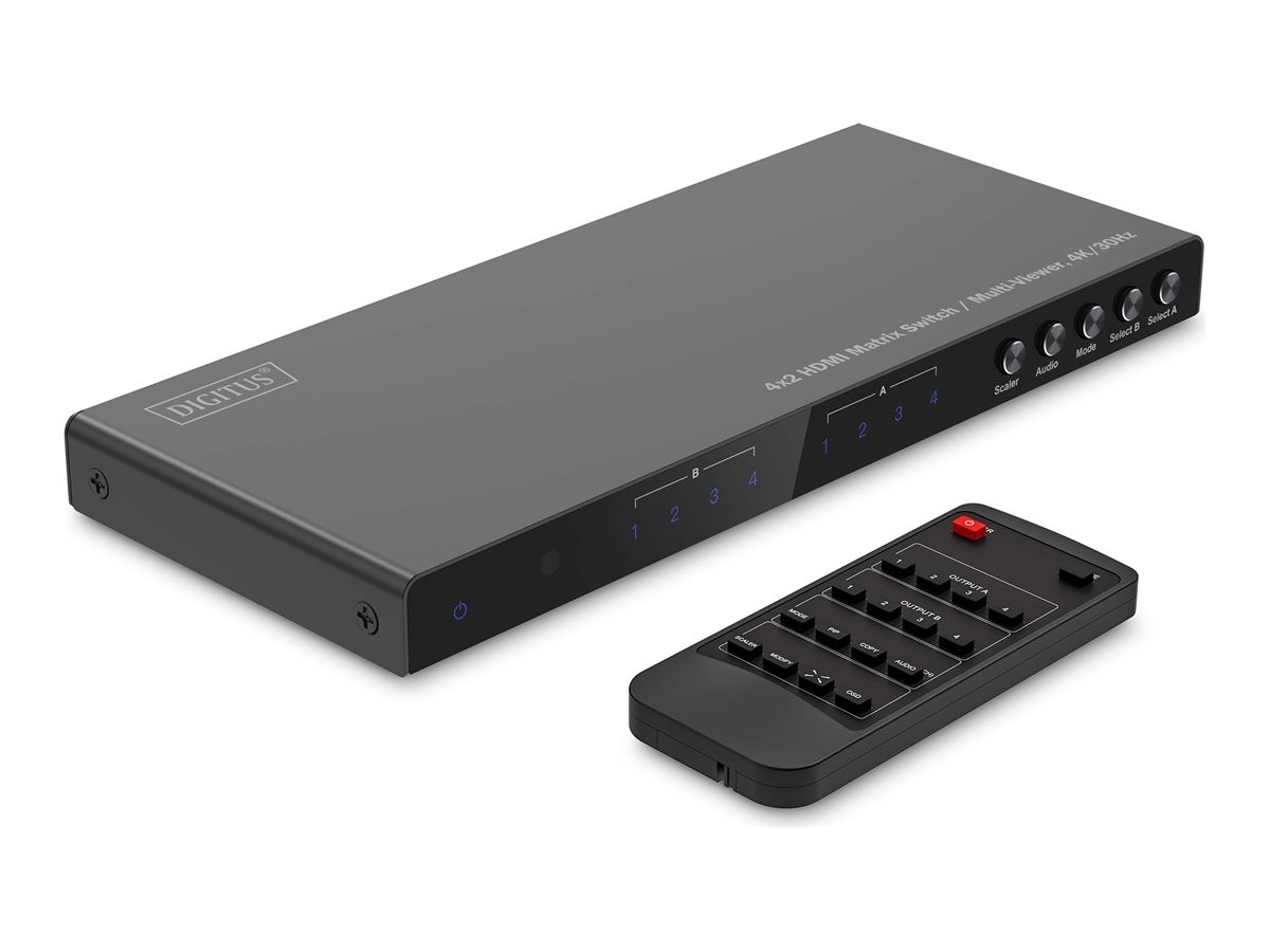 DIGITUS 4x2 HDMI Matrix Switch Multi-Viewer 4K/30Hz Multi-Viewer DS-55345