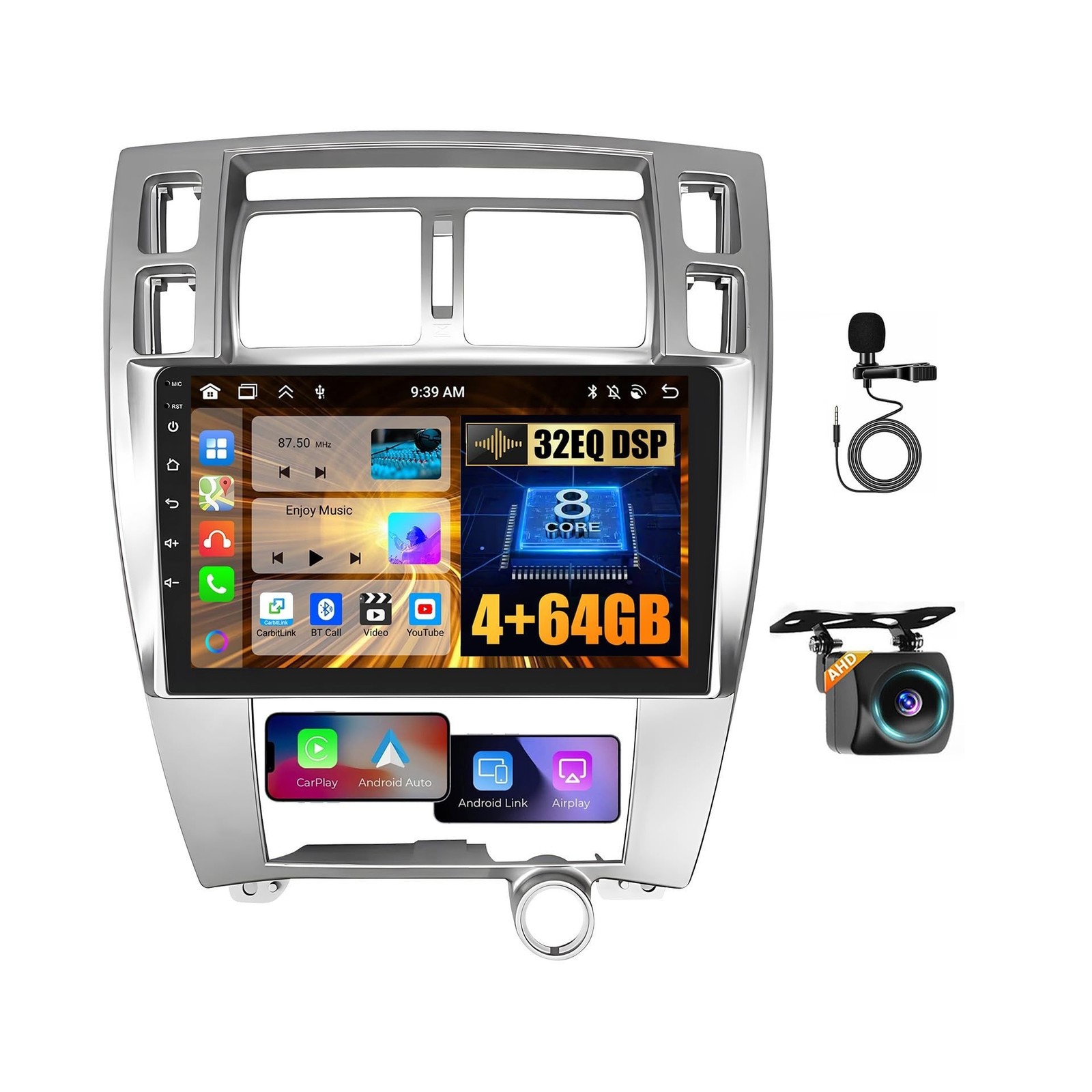Hikity 8 Core 4+64G Android Car Stereo for Hyundai Tucson 2006-2009, 10.1 Inc...
