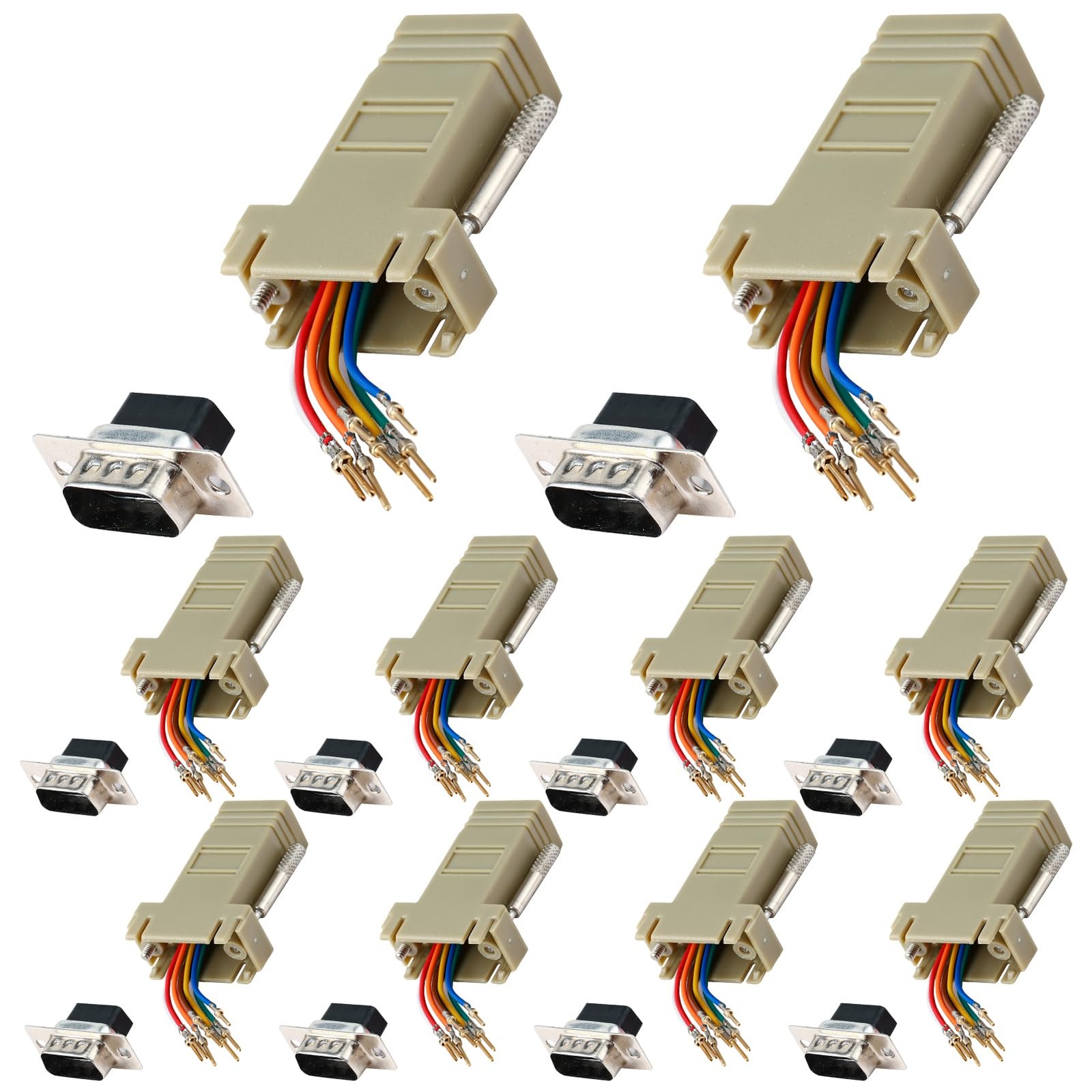 ANMBEST 10PCS DB9 Serial Port Male to RJ45 Ethernet Adapter, Male, Black