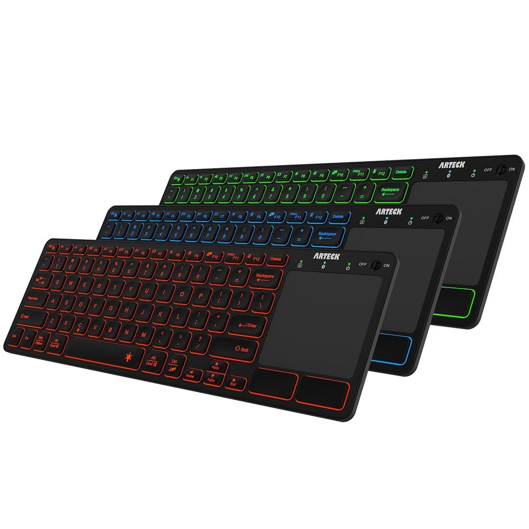 Arteck Universal Backlit 7-Colors Bluetooth Touch TV Keyboard with Easy...