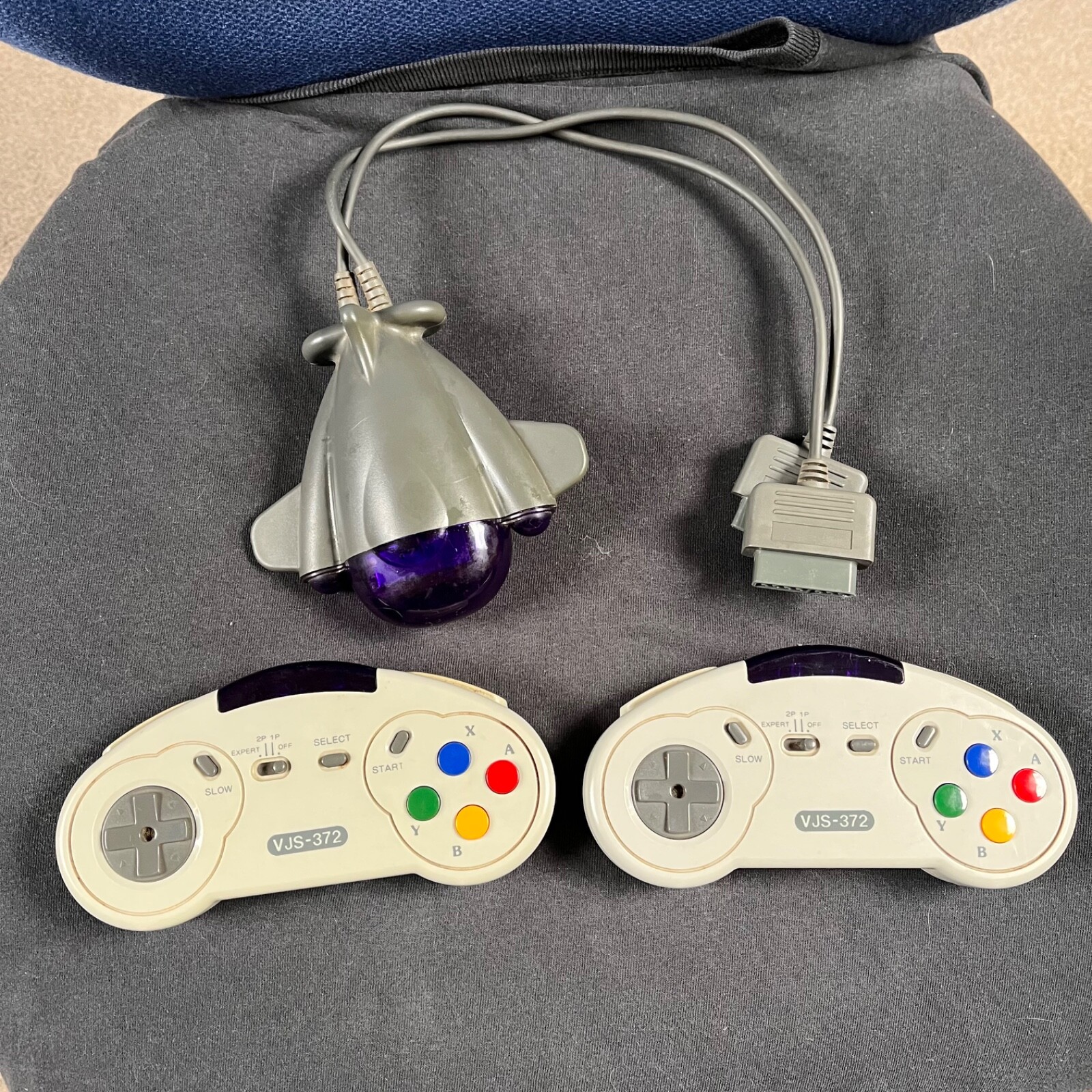 Tested & Working 2x Wireless SNES Controllers W/ Spaceship Receiver - Nintendo