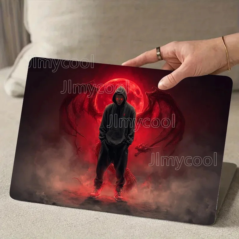 2 Pieces Red Dragon Pattern PVC Laptop Sticker Beige Scratch-resistant