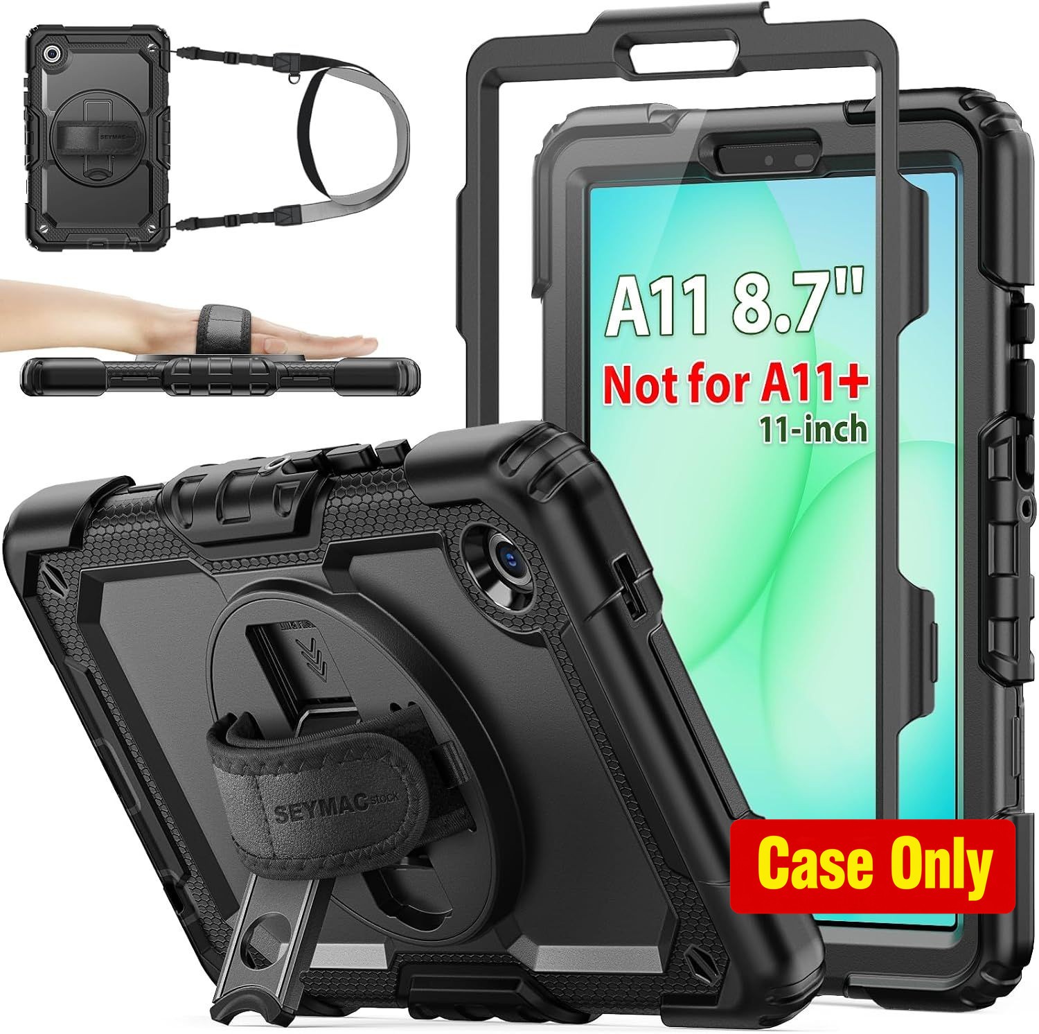 Full-Body Drop Protection Case with Stand for Samsung Galaxy Tab A11 8.7'' Black