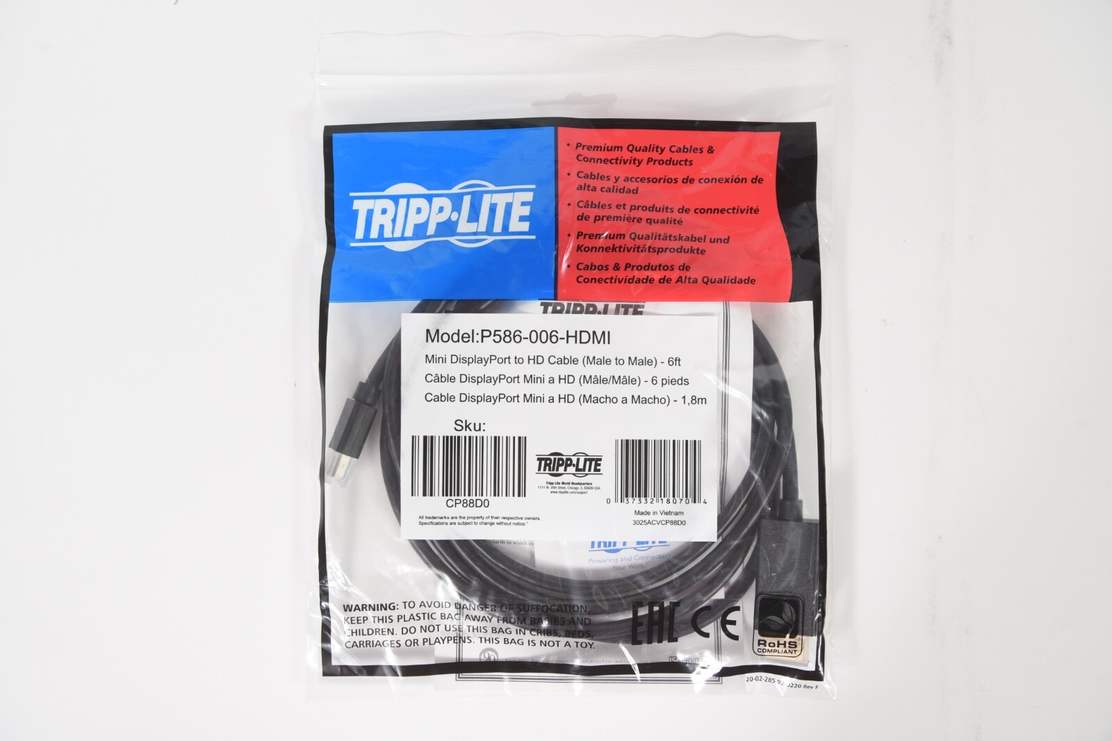 Tripp Lite Mini DisplayPort to HDMI Cable Adapter P586-006-HDMI