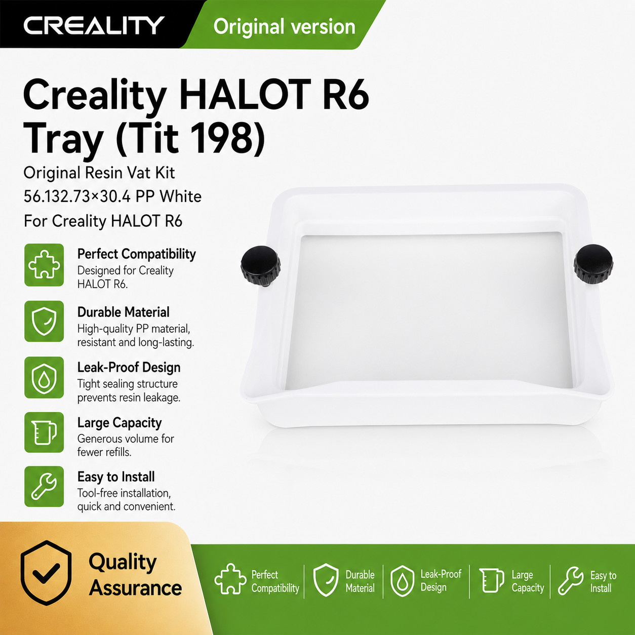 Creality HALOT-R6 Tray Tit_198.56×132.73x30.4_PP_White Original Resin Vat Kit 