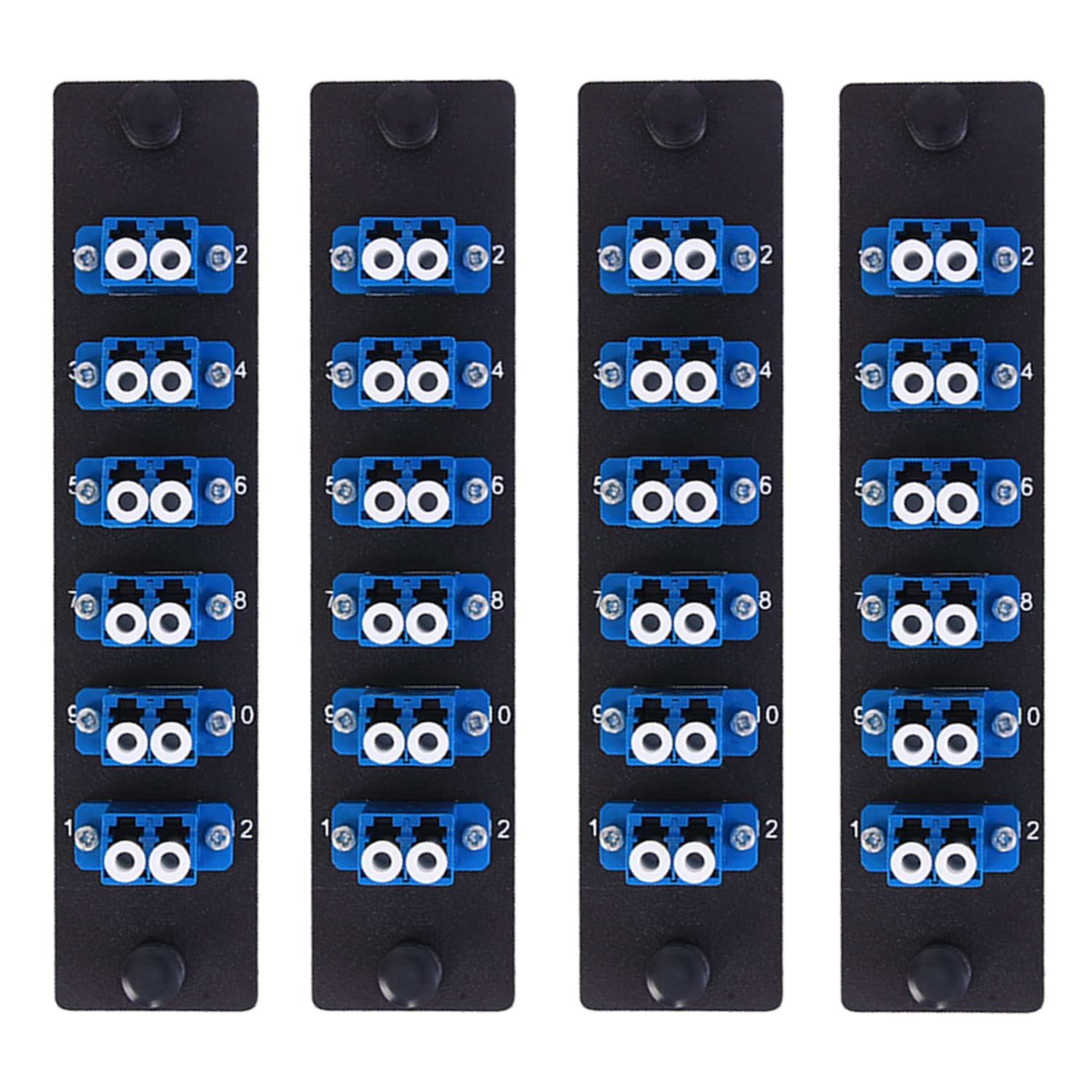 4 Pack Fiber Patch Panel Enclosure - 6 Duplex LC Adapters, 12 Fiber Optic Por...