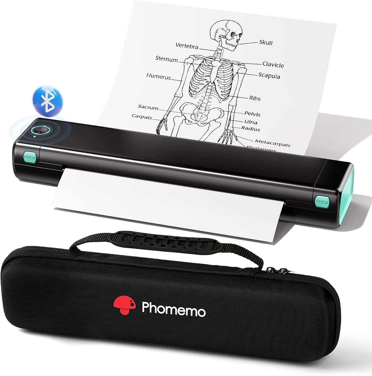 Phomemo M08F Bluetooth Thermal Printer + Carry Case Support 8.5" X 11" Size lot