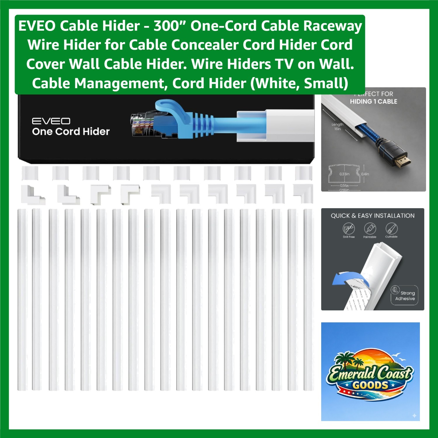 Customizable 300” Cable Management Kit - Elegant Solutions for Tidy Spaces