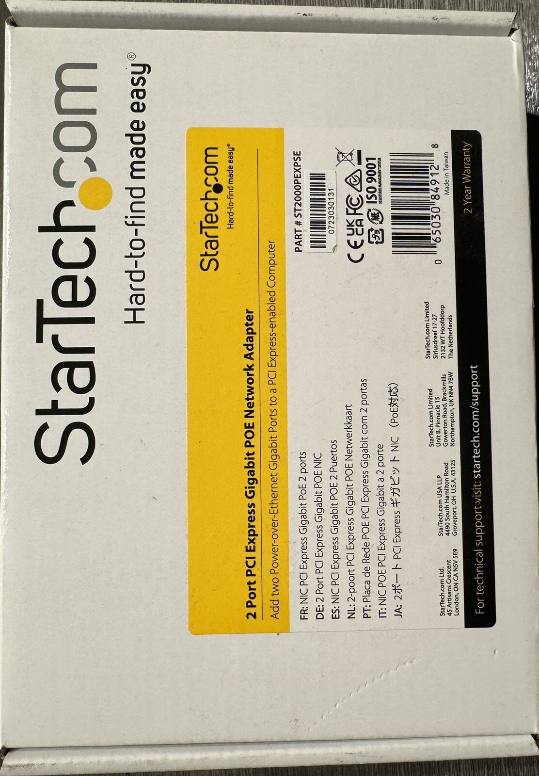StarTech Dual Port PCIe Gigabit Ethernet PCIe Network Adapter ST2000PEXPSE PoE