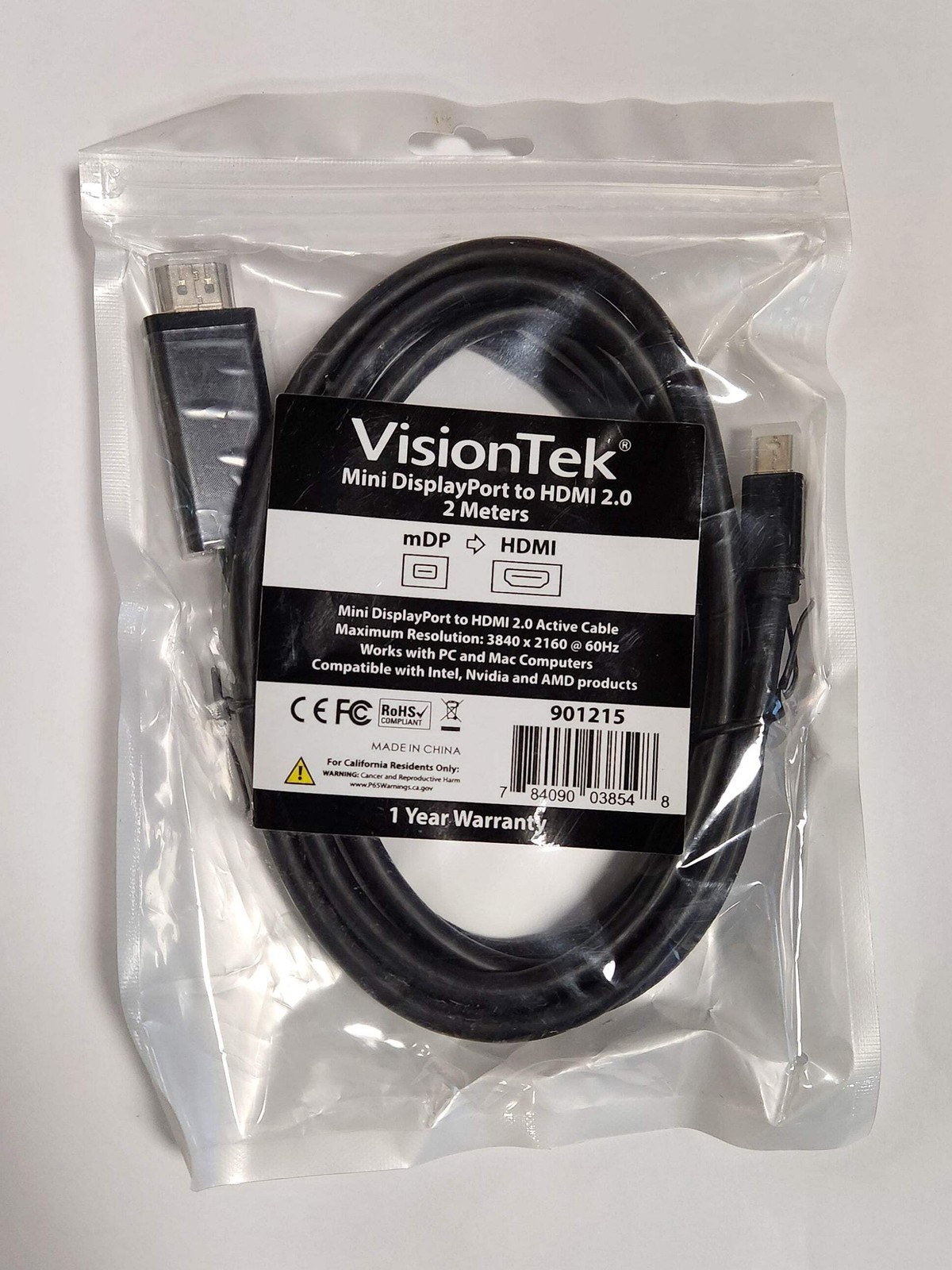 VisionTek Mini DisplayPort to HDMI 2.0 2M