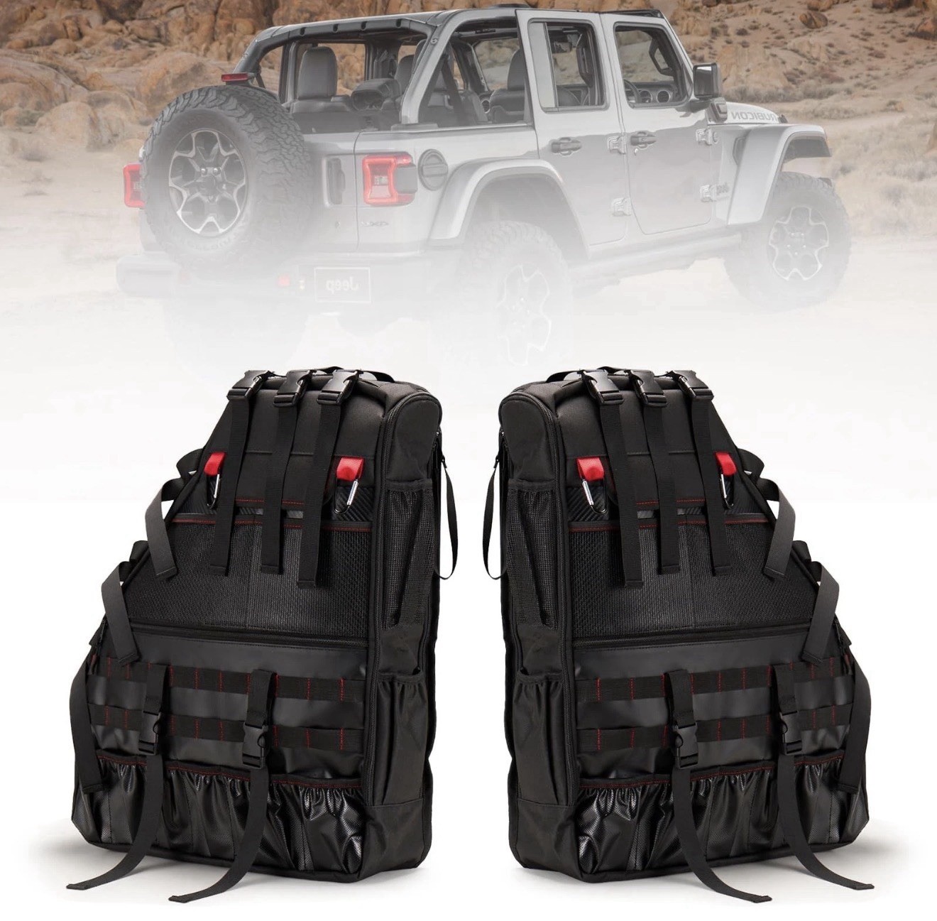 BUNKER INDUST 2 Pcs Roll Bar Storage Bag for 1997-2023 Jeep Wrangler JK TJ LJ...