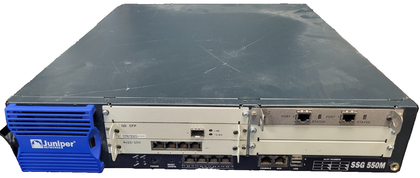 Juniper 550M Secure Services Gateway SSG-550M-SH  W/ CARDS, (×2) PSU #73