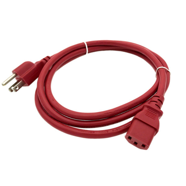 Red 6FT Universal 3 Prong AC Power Cord Cable 18AWG Computer Printer Monitor TV
