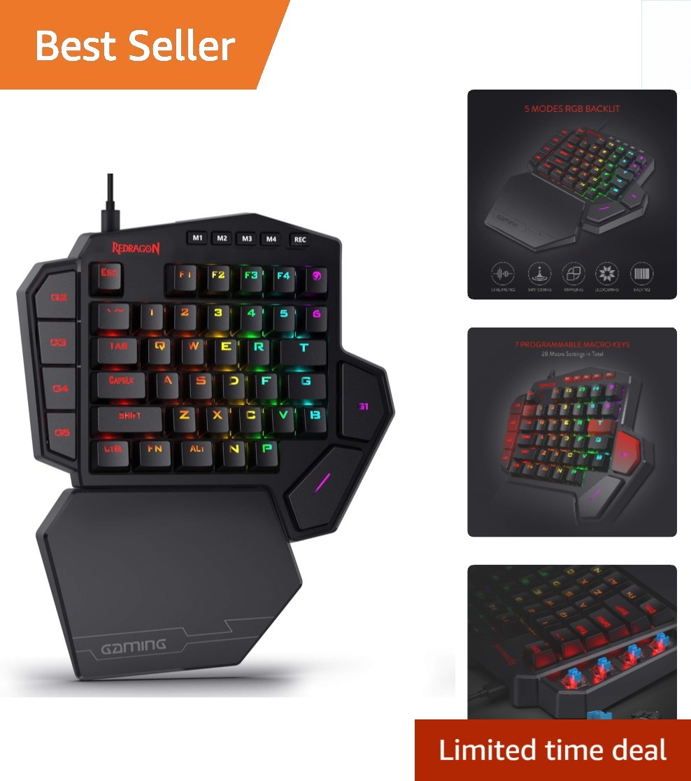 Compact 42-Key K585 Wired RGB Gaming Keypad with Detachable Wrist Rest