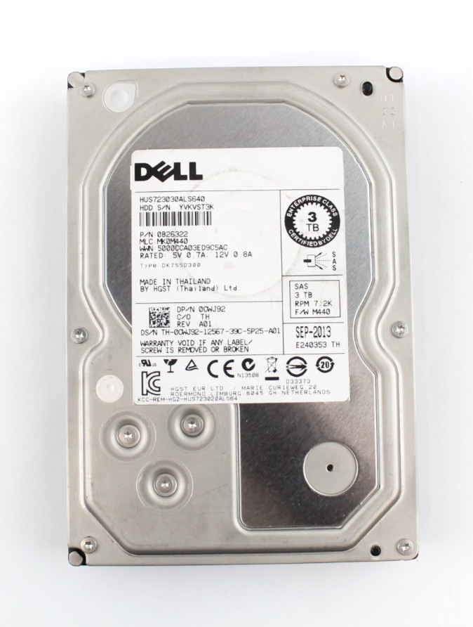 Dell Enterprise 0CWJ92 3TB 3.5" 7200 RPM SAS Hard Drive