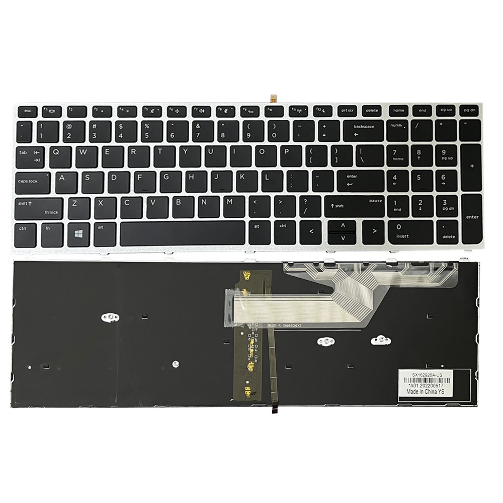 For HP ProBook 650 G4 G5 L09595-001 L09593-001 Keyboard US Sliver Frame Backlit