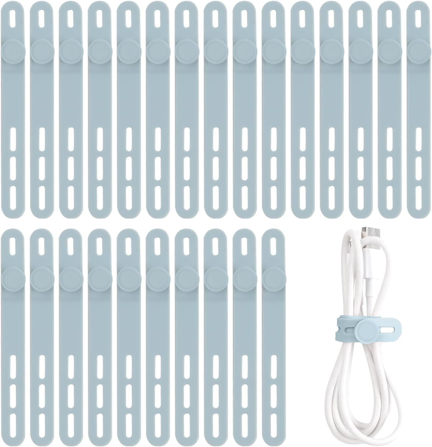 25 Pcs Silicone Cable Ties, Cable Ties Reusable, High Elasticity Cord Wraps for