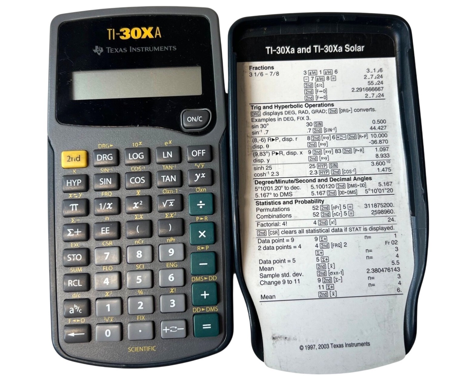 Texas Instruments TI-30XA Scientific Calculator Math Trig Algebra Tested Works